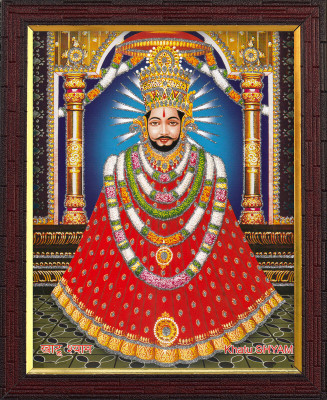 Cherriee Khatu Shyam Ji Sparkle Coated Photo 10 inch x14 inch Digital Reprint 14 inch x 10 inch Painting(With Frame)