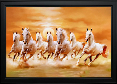 KIRTHVICK ARTS Wood Wall Photo Frame(Black, 1 Photo(s), 7 Running Horses Vastu Photo Frame for wall decoration, living room, 12x8, With Frame)