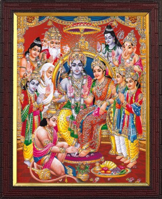 Cherriee RAM DARBAR Sparkle Coated Painting with wooden frame 10 inch x14 inch Digital Reprint 14 inch x 10 inch Painting(With Frame)