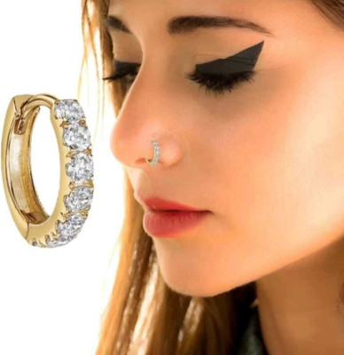 Vishal nosering Diamond Gold-plated Plated Brass Nose Ring