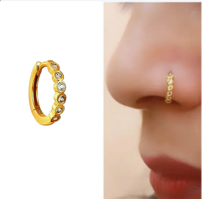 Nawab Collection Cubic Zirconia Gold-plated Plated Alloy Nose Stud
