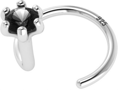 SOMYA 925 Sterling Silver Round-Shape Black Cubic-Zirconia Prong-Setting Nose Pin Stud With Certificate Of Purity for Women Girls (2-MM)� Sterling Silver Nose Stud