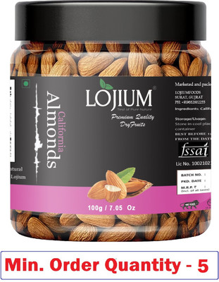 LOJIUM FOODS HIGH QUALITY DRY CALIFORNIA ALMONDS (100g) Almonds(100 g)