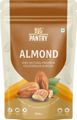 BIG PANTRY Premium Quality California Almonds | Badam Giri | High in Fiber & Boost Immunity Almonds(1 x 200 g)