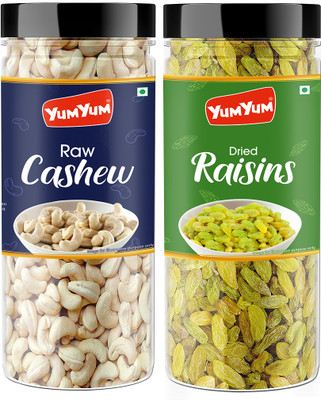 YUM YUM Premium Cashew Nut (150g) & Raisins Kishmish (150g) 300g Dry Fruits Combo Pack- Cashews, Raisins(2 x 150 g)