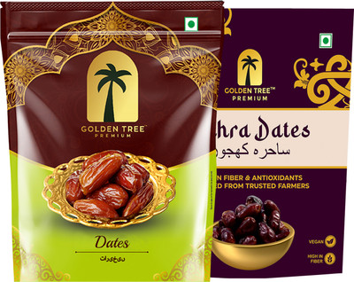 Golden Tree Premium Healthy Dates, Soft, Sweet, Nutty Khajoor, Energy Boosting Snack Dry Dates(2 x 500 g)