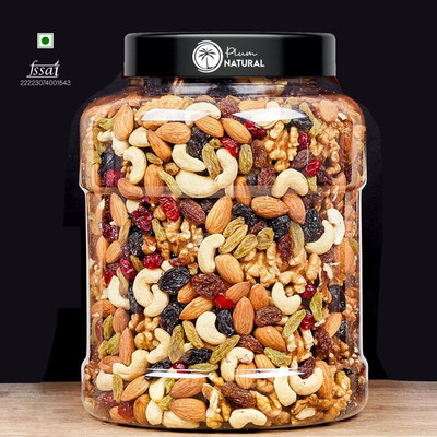 Plum natural Mix Dry Fruit | Panchmeva | 500GM | JAR | Almonds, Cashews, Raisins, Dry Dates, Pistachios, Figs, Assorted Fruits & Nuts(500 g)