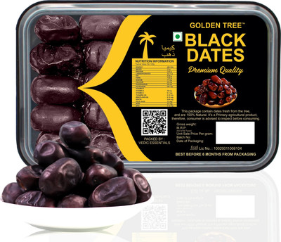 Golden Tree Selected Premium Black Dates, 100% Natural khajoor dry fruits, Boosts Immunity Dry Dates(1 x 400 g)