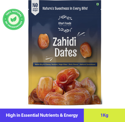 Khari Foods Premium Brown Dates, Khajur / Khajoor, Fibre Rich, Energy Booster Snacks Dry Dates(1 x 1 kg)