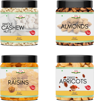 Nature Aahar Premium 4 In 1 Dryfruit Combo Pack Of Cashew Almond Raisins Apricot (250*4)1kg Almonds, Cashews, Raisins, Apricots  (1 Kg) For Rs. 533 @ 59 %