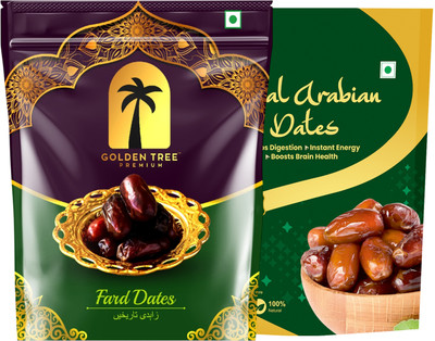 Golden Tree Premium Natural Healthy Dates, Soft, Sweet, Chewy Khajoor, Energy-Boosting Snack Dates(2 x 500 g)