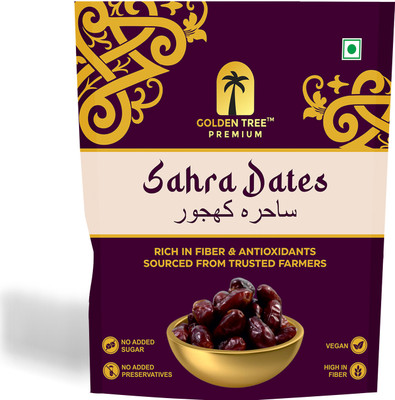 Golden Tree Organic Whole Sahra Dates/Khajoor Natural Sweeteners, Healthy Dried Fruit Snack Dates(1 x 500 g)