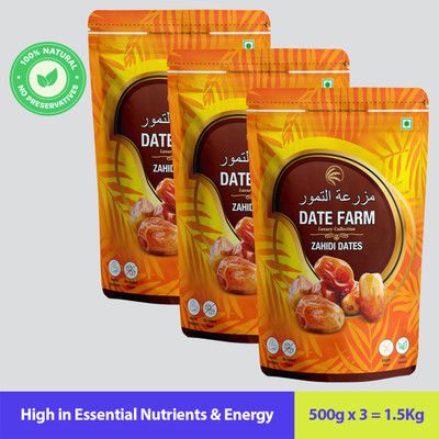 DATE FARM 100% Natural Khajur, Immunity, Arabian Wet Dates(3 x 500 g)