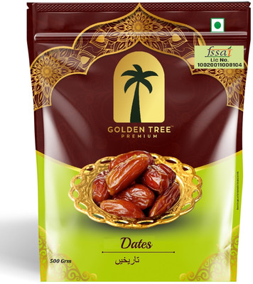 Golden Tree 100% PURE ORGANIC DATES| FRESH & JUICY KHAJOOR| SUGAR FREE| NATURAL SWEETNESS Dry Dates(500 g)