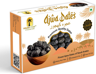 Golden Tree Organic Ajwa Khajoor| Premium Quality| Sweet & Soft Dates for Healthy Snacks Dates(1 x 500 g)