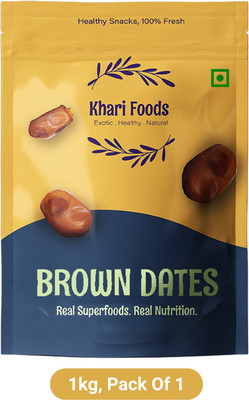Khari Foods Premium Brown Dates, Khajur / Khajoor, Fibre Rich, Energy Booster Snacks Dry Dates(1 kg)