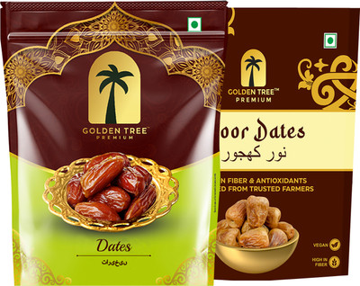 Golden Tree Natural Healthy Dates, Soft, Golden & Nutty Khajoor, Energy-Boosting Snack Dates(2 x 500 g)