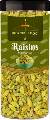J.S. Dhanush Baan Green Raisins (Kishmish) 250g Premium Dry Fruit Seedless Raisin - Raisins(1 x 250 g)