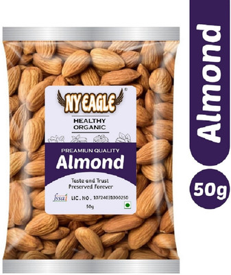 NY EAGLE 100% Natural Premium California Almonds | 50g | Badam | High in Fiber Almonds(50 g)