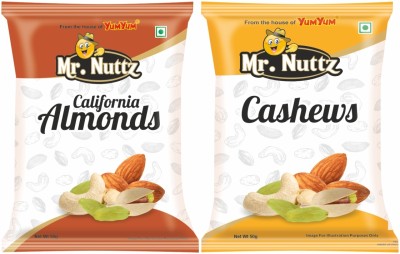 Mr.Nuttz Premium Dry Fruits Combo Pack (Almonds Badam) & (Cashews Kaju) 100g - Almonds, Cashews(2 x 50 g)