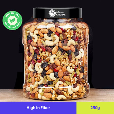 plum natural Mix Dry Fruit | Panchmeva | 250GM | JAR | Almonds, Cashews, Raisins, Dry Dates, Pistachios, Figs, Assorted Fruits & Nuts(1 x 250 g)