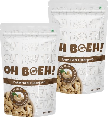OH BOEH Plain Cashews 500g (250g Pack of 2) Whole & Natural Snack Perfect for Healthy Cashews(2 x 250 g)