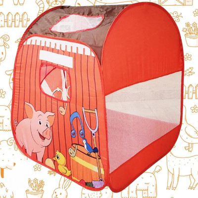 PlayMagic Printed Pop Up hut - Farm theme|Foldable Tent House|Easy to Assemble|For 3+ Yrs(Multicolor)
