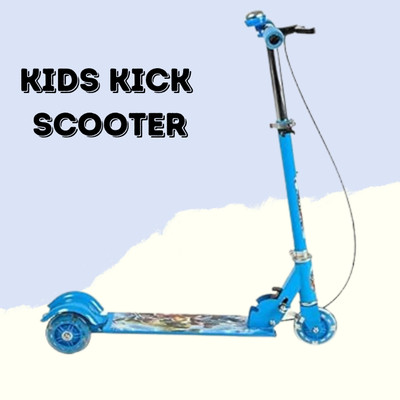 calyxia Brand New Portable Kick Scooter Made From Strong Metal With LED Wheels(Blue)(Blue)