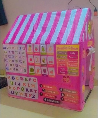 Dorytoys Foldable Kids Tent with Educational Print – Hindi, English Alphabet & Fruits(Multicolor)