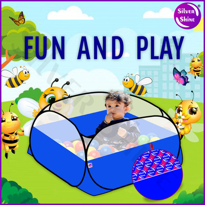 SILVER SHINE Foldable Square Activity Ball Pool Play Kids Playground tent house with 20 Balls(Blue)