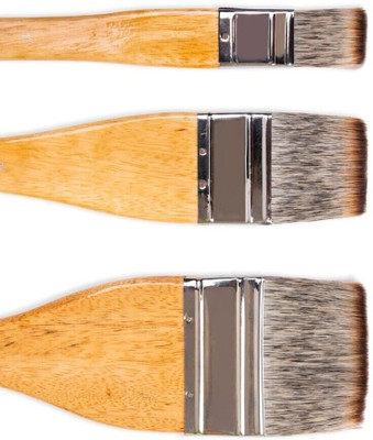 Like it Pieces Flat Hake Brushe Long Handle Paint Brush Artist Painting Brushes Set of 3(Set of 3, Brown)