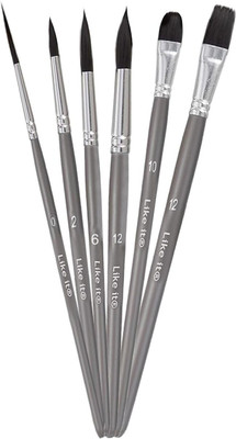 Like it Squirrela Strokes Artist Brushes(Set of 6, Silver)