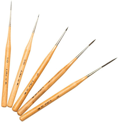 Like it Detail Paint Brush Set 5pcs Miniature Brushes for Fine Detailing & Art Painting(Set of 5, Brown)
