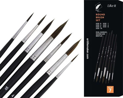 Like it Professional Artist Painting Round Brush Set of 7(Set of 7, Black)