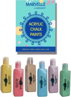 GREENARTZ Chalk Acrylic Paint Set of 6 x 50ml colours for home decor all surface(Set of 6, Hazelnut, Caprice, Mint leaf, Brilliant Rose, Daffodil Yellow, Blue Bay)