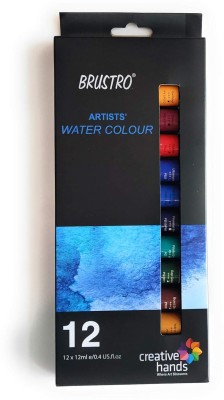 BRuSTRO ARTIST WATER COLOUR TUBES 12 SHADES X 12 ML EACH(Set of 1, Multicolor)