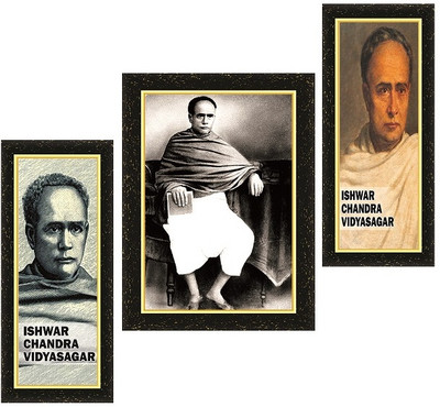 KSS ISHWAR CHANDRA VIDYASAGAR photo frame MDF Self Adhesive (Set of 3) Acrylic 11 inch x 18 inch Painting(Without Frame, Pack of 3)