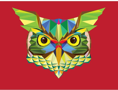 Pitaara Box 76.2 cm Owl Head In Geometric Pattern Unframed Glossy PVC Vinyl Wall Sticker Decal Self Adhesive Sticker(Pack of 1)
