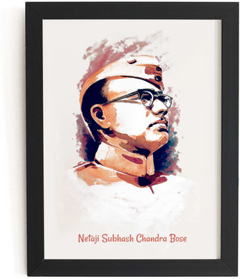 TheKarkhana Netaji Subhas Chandra Bose Tribute Frame – Freedom Fighter Wall Decor Digital Reprint 12 inch x 8 inch Painting(With Frame)