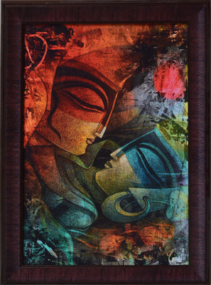 eCraftIndia Abstract Couple Satin Matt Texture Canvas 20 inch x 14 inch Painting(With Frame)
