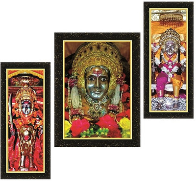 KSS SHREE BUTBHAVANI MAA photo frame MDF Self Adhesive (Set of 3) Acrylic 11 inch x 18 inch Painting(Without Frame, Pack of 3)