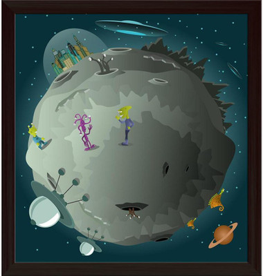 Artzfolio Colonization Of The Planet Canvas Painting Dark Brown Frame 20x21.4inch Canvas 21.4 inch x 20 inch Painting(With Frame)