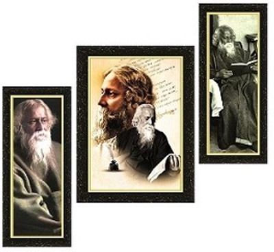 KSS GURUDEV RABINDRANATH TAGORE photo frame MDF Self Adhesive (Set of 3) Acrylic 11 inch x 18 inch Painting(Without Frame, Pack of 3)