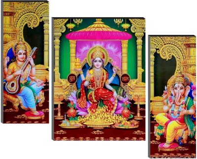 VGALLERY Laxmi Mata Wall Paintings For Home Decor Living Room Wall Decoration Acrylic 10 inch x 10 inch Painting(Without Frame, Pack of 3)