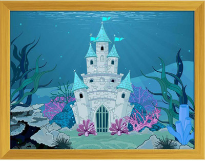 Artzfolio Magic Fairy Tale Canvas Painting Golden Synthetic Frame 18.4x14inch (47x36cms) Canvas 14 inch x 18.4 inch Painting(With Frame)