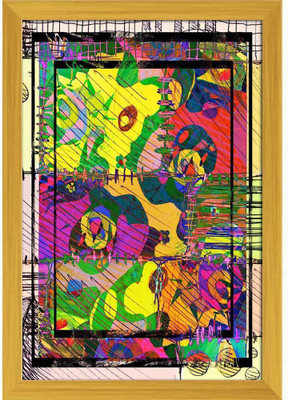 Artzfolio Abstract Canvas Painting Golden Synthetic Frame 12 x 17.5 inch (30 x 44 cms) Canvas 17.5 inch x 12 inch Painting(With Frame)