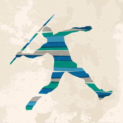 Pitaara Box 76.2 cm Transparent Bands Javelin Thrower Sportsman Unframed Glossy PVC Vinyl Wall Sticker Decal Self Adhesive Sticker(Pack of 1)