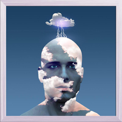 Artzfolio Head In Clouds Canvas Painting White Synthetic Frame 24 x 24 inch (61 x 61 cms) Canvas 24 inch x 24 inch Painting(With Frame)
