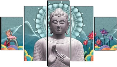 SNDArt Lord Buddha Set of 5 Wall Painting For Living Room Home Decorated Digital Reprint 18 inch x 30 inch Painting(Without Frame)