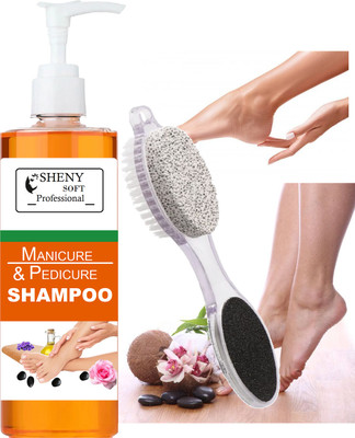 sheny soft Professional Manicure Pedicure shampoo with foor massage scrubber(200 g, Set of 1)